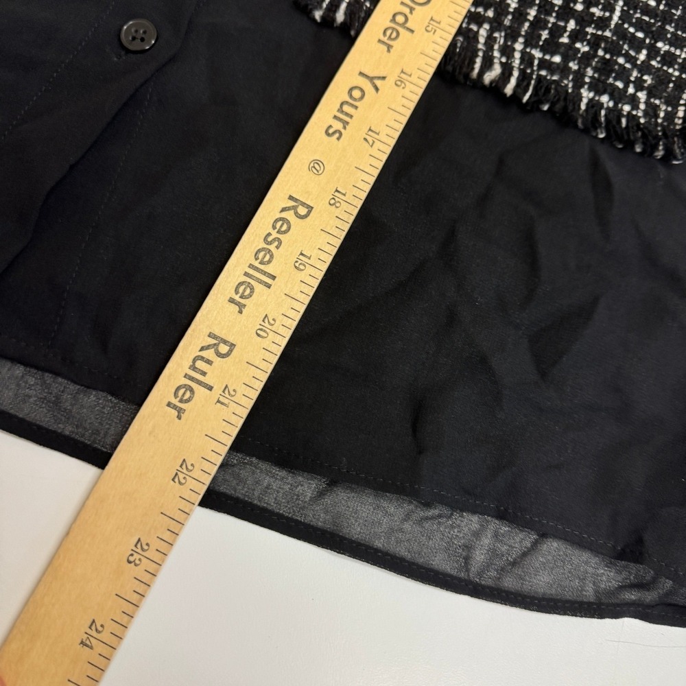 Zara Shirt Women Medium Black Tweed Patchwork Grunge Sheer Button Up - Picture 6 of 10
